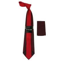 Men's Stacy Adams Tie and Hankie Set Fancy Woven Silky Satin #SAT75 Red image 2