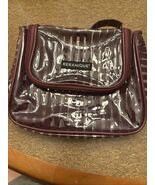 Keranique toiletry travel bag Clear with Maroon Stripes Zipper Approx 9x8x2 - $9.89