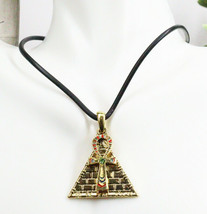 Ebros Egyptian Theme Pewter Alloy Pyramid Ankh Necklace Pendant Jewelry Fashion - £12.04 GBP
