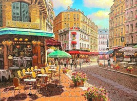 Sam Park La Grand Cafe Embellished Giclee Hand Signed Limited Edition Stretched - £1,341.35 GBP