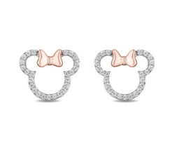 0.30Ct Round Cut Cubic Zirconia Small Mouse Stud Earrings 14K White Gold Plated - £16.82 GBP