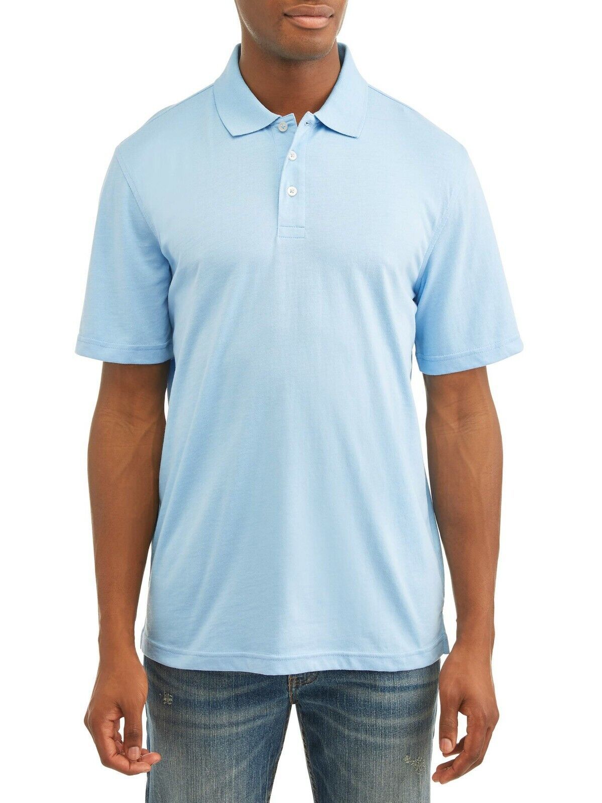 George Men&#39;s Short Sleeve Solid Polo Size XL (46-48) Blue Sparr No Roll ... - $13.54
