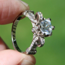 Estate Sale! STERLING SILVER vintage CUBIC ZIRCONIA ring 925 6 womens AM... - $59.99