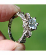 Estate Sale! STERLING SILVER vintage CUBIC ZIRCONIA ring 925 6 womens AM... - $59.99