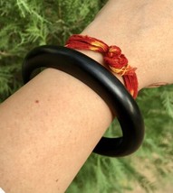 Ebony Wood Karungali Mens Bangle Bracelet, Statement Jewelry, Handmade 72 mm Dia - £27.40 GBP