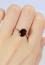 2Ct Oval Cut Simulated Garnet Solitaire Engagement Ring 14K Rose Gold Plated - £39.64 GBP