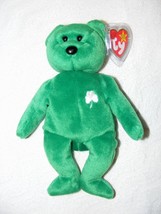 1997 TY BEANIE BABIES &quot;ERIN&quot; EMERALD GREEN BEAR With RED STAR TAG GUC - £7.98 GBP