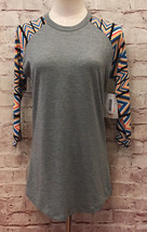 LuLaRoe RANDY Baseball T- Shirt Size XS Gray with Multicolor Sleeves Stretch NEW - £17.31 GBP