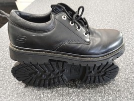 Skechers BKS Alley Cat Shoes Men 9.5 Black Leather Oxford 7111 UK 8.5 - £21.09 GBP