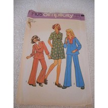 Vintage 1970s Simplicity Size 8 7105 cut dress top &amp; pants pattern bust 27 - $148.61 MXN
