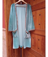 Embroidered Blue Velvet Kimono Tunic, Moroccan Blue Velvet jacket for women - £117.70 GBP