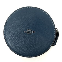 NWT Coach X Peanuts Round Leather Coin Case With Snoopy Ski Motif in Denim Blue - £75.16 GBP
