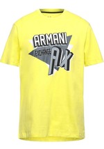 Armani Exchange Yellow Black Logo Cotton Short Sleeve Men&#39;s T-Shirt Sz XL   - £41.72 GBP