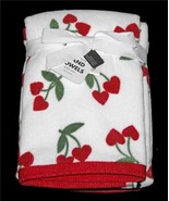 2 Envogue Red Heart Shaped Cherries Cotton Velour 18&quot; x 26&quot; Hand Towels NWT - $39.63 CAD