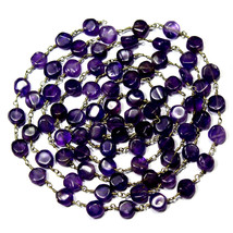 Amethyst Smooth Coin Beads Vermeil 1 Feet Briolette Natural Loose Gemstone - £9.86 GBP