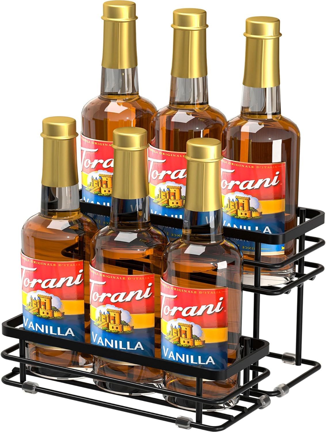 Coffee Syrup Rack Organizer, Syrup Bottle Holder Stand For, 6 Bottles Black - $35.93
