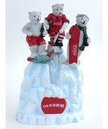 Coca Cola 1998 Polar Bear Handle Flatware w/ Snow Mountain Utensil Holde... - £38.23 GBP