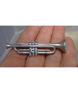 TRUMPET HORN Musical Vintage Brooch Pin in Sterling Silver - 2 1/4 inche... - £35.96 GBP
