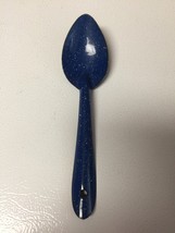 Vintage Antique Enamel Granite Ware Spatter Robin Egg and Blue Spoon 8&quot; Decorati - £7.99 GBP