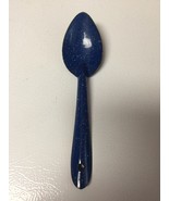 Vintage Antique Enamel Granite Ware Spatter Robin Egg and Blue Spoon 8&quot; ... - £7.84 GBP