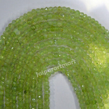 13&quot; Natural Green Prehnite Gemstone Rondelle Beads Faceted Strands 3-4mm - £12.50 GBP