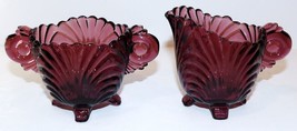 STUNNING RARE CAMBRIDGE AMETHYST GLASS CAPRICE 4-FOOTED CREAMER &amp; SUGAR - $64.34