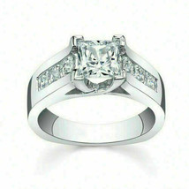 Engagement Channel Ring 2.90Ct Princess Artificial Diamond 14K White Gold Pla... - £49.75 GBP