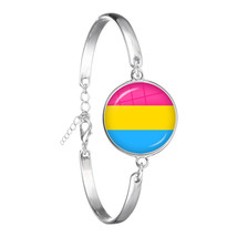 New Fashion Glass Cabochon Colorful Rainbow Flower Bracelet Crystal Chain Bangle - £7.73 GBP