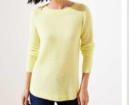 LOFT Textured Shirttail Sweater Neon Yellow 498560 Crew Neck Knit Womens... - $549.09 MXN