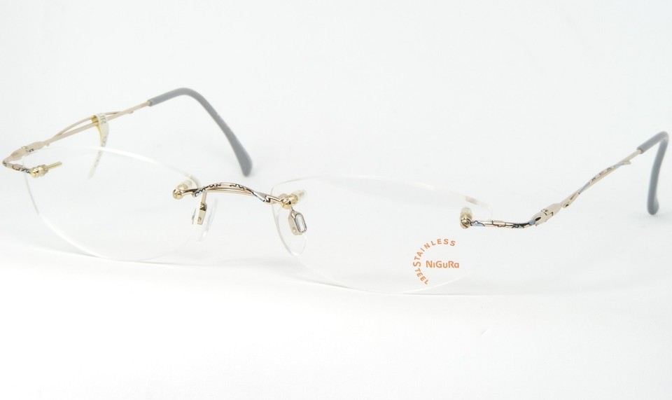 NOS NiGuRa N 1068 D GOLD / MULTICOLOR EYEGLASSES GLASSES RIMLESS 50-18-1... - $59.93