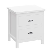 White Nightstand with Drawers - Solid Wood End Table - £103.13 GBP