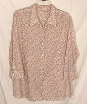 St John&#39;s Bay women&#39;s floral shirt blouse button front plus size 1X pink... - £4.00 GBP