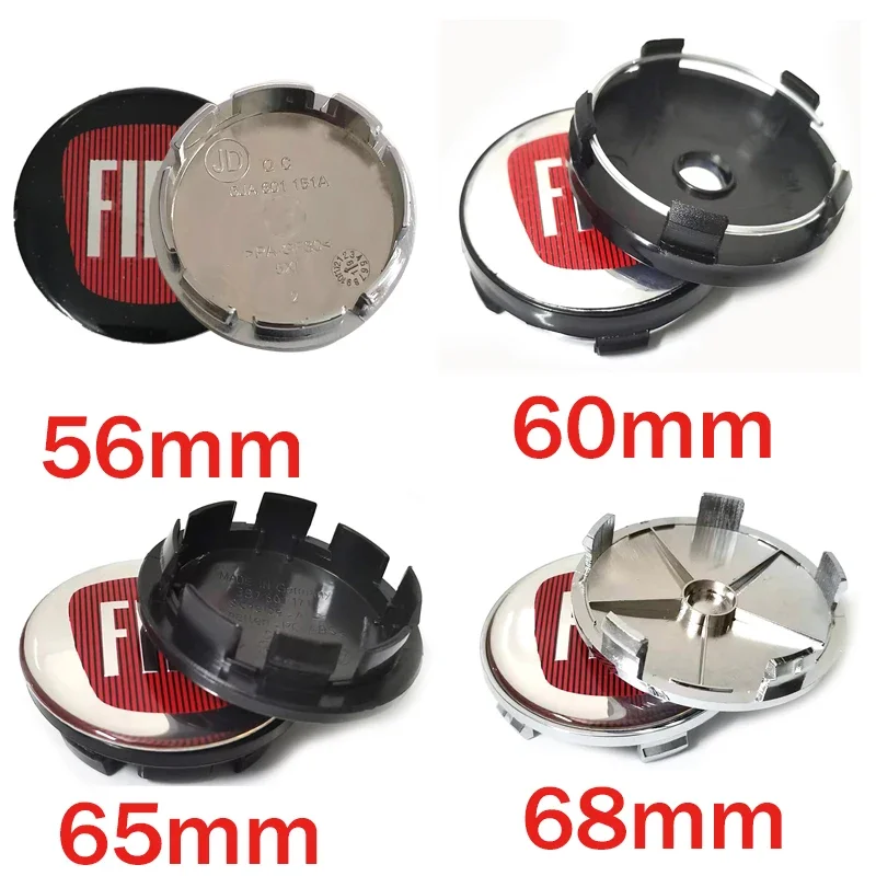 4Pcs 68mm 65mm 60mm 56mm Rim Tire Cover Logo Wheel Center Cap Badge Fit for Fiat - £20.78 GBP+