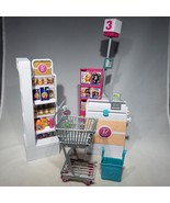 2017 Barbie Grocery Store Shelves Checkout Shopping Cart Cash Register Food - £10.24 GBP