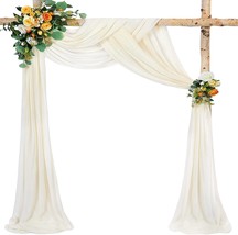 Wedding Arch Fabric Drape Ivory 3 Panels 6 Yards Sheer Backdrop Curtain Chiffon - £36.79 GBP