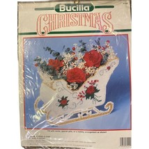 Vintage 1990 Bucilla Christmas Rose Sleigh NEW Sealed 61141 Needlecraft - £15.79 GBP