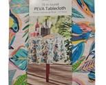 Tablecloth 70&quot; Round Peva Vinyl Floral Toucan Tropical  Reusable Table C... - $12.86