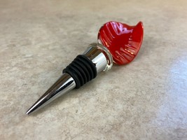 Inlaid Decorative Twisted Glass Feather Top Bottle Stopper With Rubber Seal - $9.89