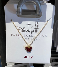 Disney Parks Mickey Mouse Faux Ruby July Birthstone Necklace Gold Color NEW image 4