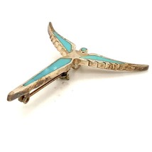 Vtg Sterling Sign Steven Lavaggi Inlay Turquoise Angel of Reconciliation Brooch - £51.32 GBP