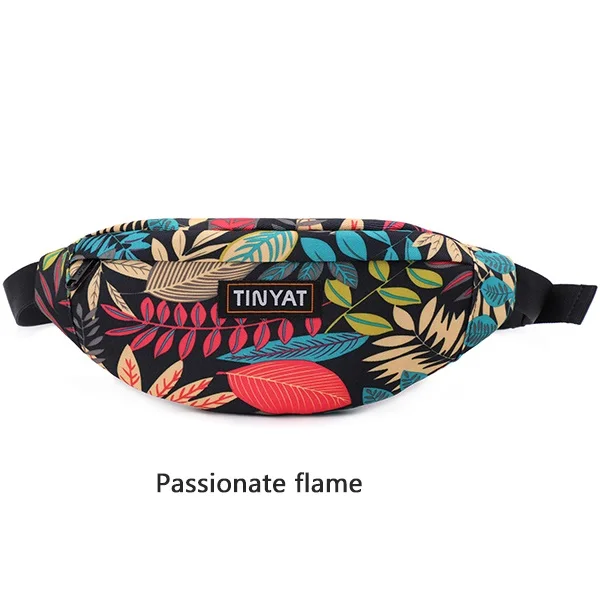 TINYAT Print Leaf Travel Waist Bag Pack For Men Women Fashion Casual Shoulder Ba - $86.37