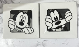 Disney Mickey Mouse And Goofy Black/White 6 Inch Square Appetizer Dessert Plate - $21.95