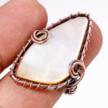 Mother Of Pearl Gemstone Handmade Copper Wire Wrap Ring Jewelry 7.75&quot; SA 177 - £3.84 GBP