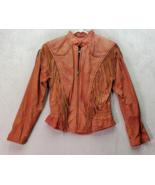 Adventure Bound Jacket Womens Small Orange 100% Leather Fringe Lined Ful... - £58.79 GBP