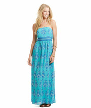 Vineyard Vines Scarf Print Medallion Maxi Dress Sz 14 Blue Strapless 2Q0903 Nwot - £103.87 GBP