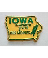 Iowa die cut rubber fridge magnet green yellow Hawkeye State Des Moines - $12.59 CAD