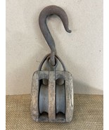 Primitive Antique Maritime Ship Barn Tool Hand Made Block Wood Double Pulley - $48.51