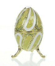 Green Faberge Egg Trinket Box & music Handmade by Keren Kopal Crystals - $115.84