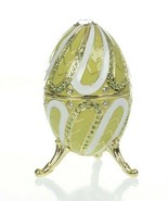 Green Faberge Egg Trinket Box &amp; music Handmade by Keren Kopal Crystals - £90.88 GBP