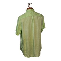 Ralph Lauren Linen Shirt Men&#39;s Large Green Short Sleeve 100% Linen Orang... - £15.65 GBP